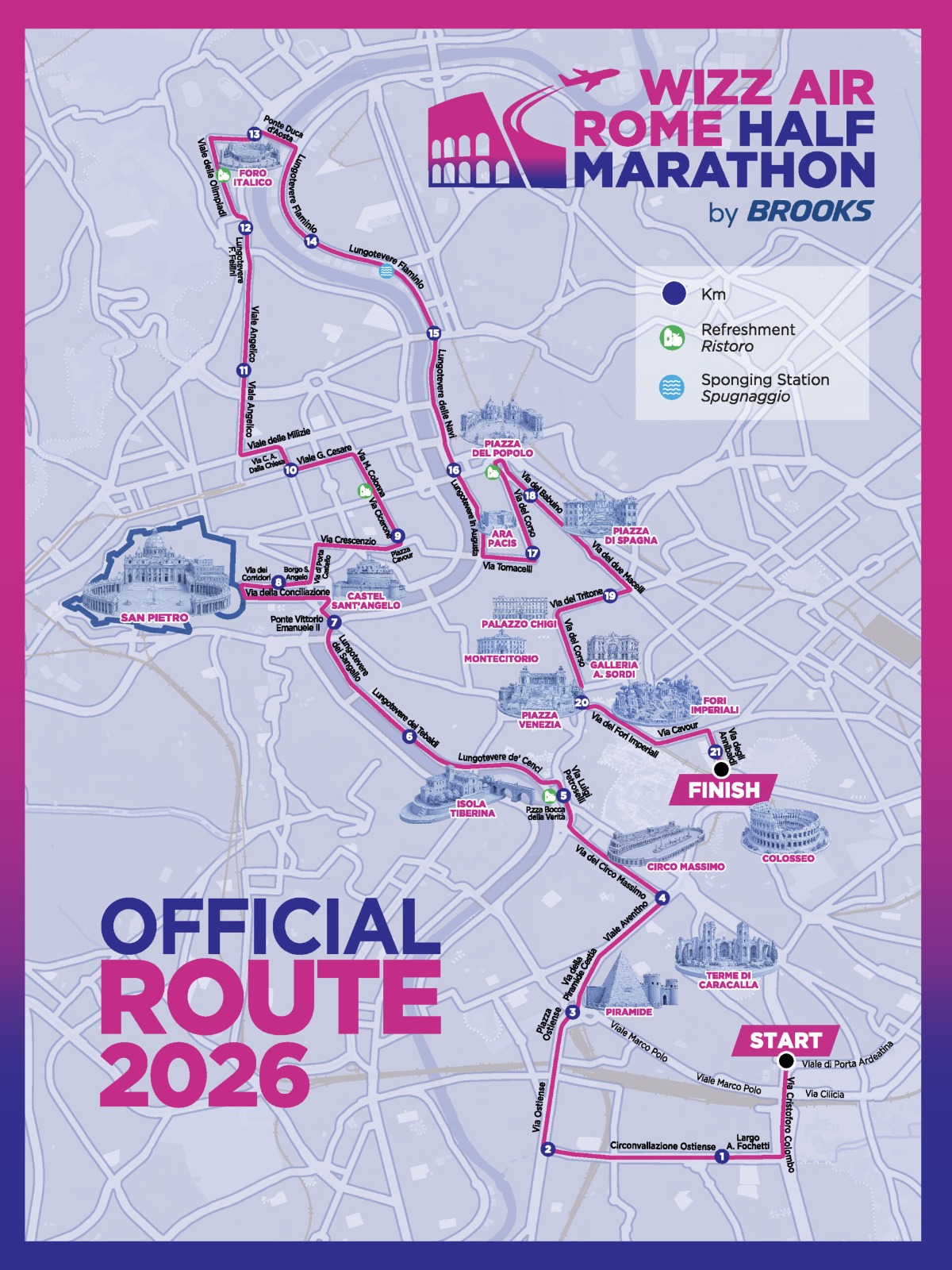percorso mezza maratona roma 2026 18 ottobre